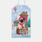 Pug Dog in sneeuwkerst Cadeaulabel (Achterkant)
