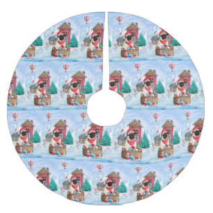 Pug Dog in sneeuwkerst Kerstboom Rok