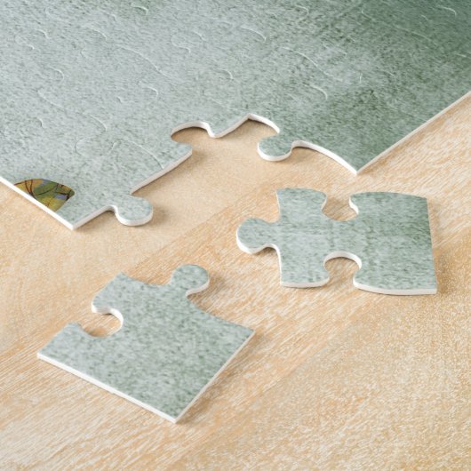 Pug Dog Jigzaag Puzzle Floral on Green Legpuzzel (Zijkant)