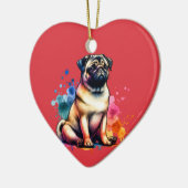 Pug Dog Keramisch Ornament (Links)