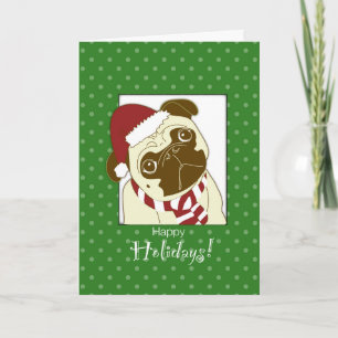 Pug Dog kerst, grappig Feestdagen Kaart