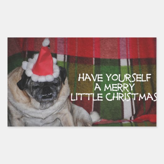 Pug Dog Kerst stickers (Voorkant)
