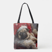 Pug Dog Kerstfeest Draagtas (Achterkant)