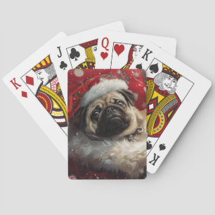Pug Dog Kerstfeest Pokerkaarten
