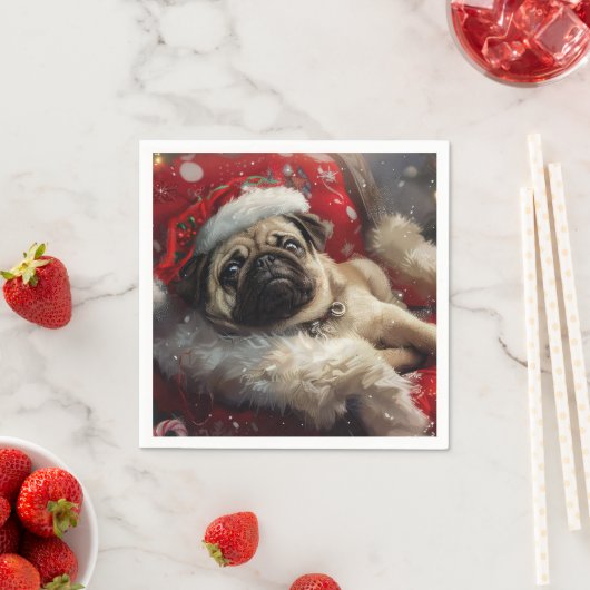 Pug Dog Kerstfeest Servet (Insitu)