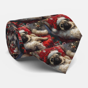 Pug Dog Kerstfeest Stropdas