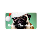 Pug Dog Kerstmis Etiket (Voorkant)