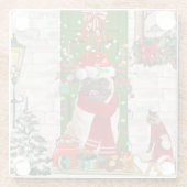 Pug Dog Kerstmis Glazen Onderzetter (Achterkant)