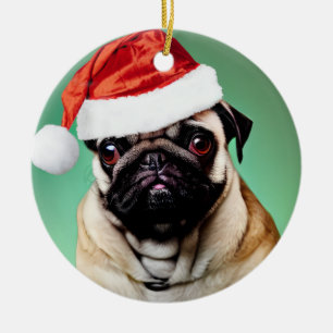 Pug Dog Kerstmis Keramisch Ornament