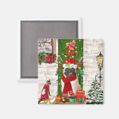 Pug Dog Kerstmis Magneet (Voorkant / Achterkant)