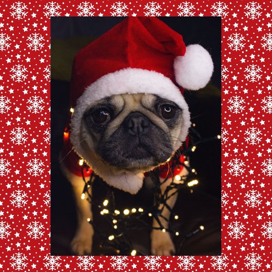 Pug Dog Kerstmis - Persoonlijke handtekening Feestdagen Kaart
