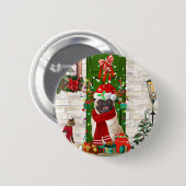 Pug Dog Kerstmis Ronde Button 5,7 Cm (Voorkant /achterkant)