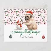Pug Dog Kerstthema Briefkaart (Voorkant)
