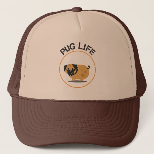 Pug Dog Life Trucker Hoed Pet (Voorkant)