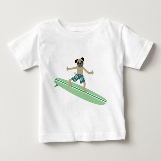Pug Dog Longboard Surfer (Voorkant)
