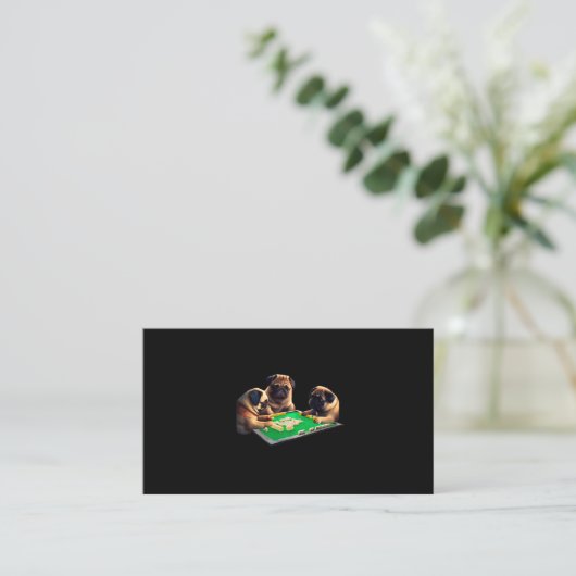 Pug Dog Mahjong Funny met Letters Mannen Funny Clo Visitekaartje (Staand voorkant)