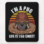Pug dog met donuts retro design Muismat (Voorkant)