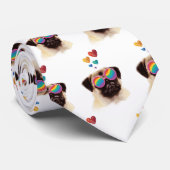 Pug Dog met Hearts Valentijnsdag Stropdas (Opgerold)