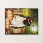 Pug Dog met Heks Pet Halloween Legpuzzel (Horizontaal)