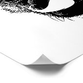 Pug Dog met Mustache Black & White Poster (Hoek)