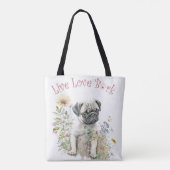 Pug Dog Mom Floral Draagtas (Achterkant)