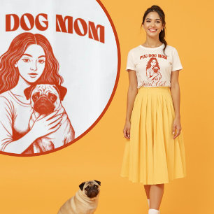 Pug Dog Mom Social Club Line Art voor vrouwen T-shirt