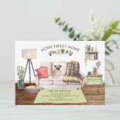 Pug Dog Moving Aankondiging (Staand voorkant)