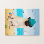 Pug Dog on Beach Legpuzzel (Horizontaal)