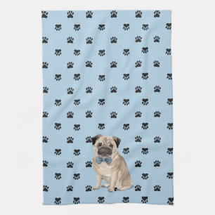 Pug Dog Paw Printerpatroon Theedoek
