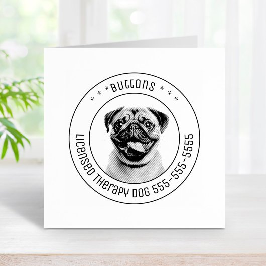 Pug Dog Pet Foto Rond Rubberstempel