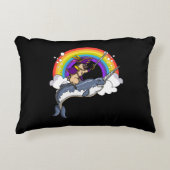Pug Dog Pirate Riding Narwhal Fish Funny Accent Kussen (Voorkant)