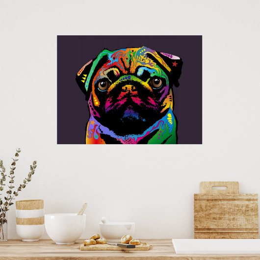 Pug Dog Poster (Keuken)