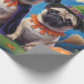 Pug Dog Pumpkin Halloween Grappig Cadeaupapier (Hoek)