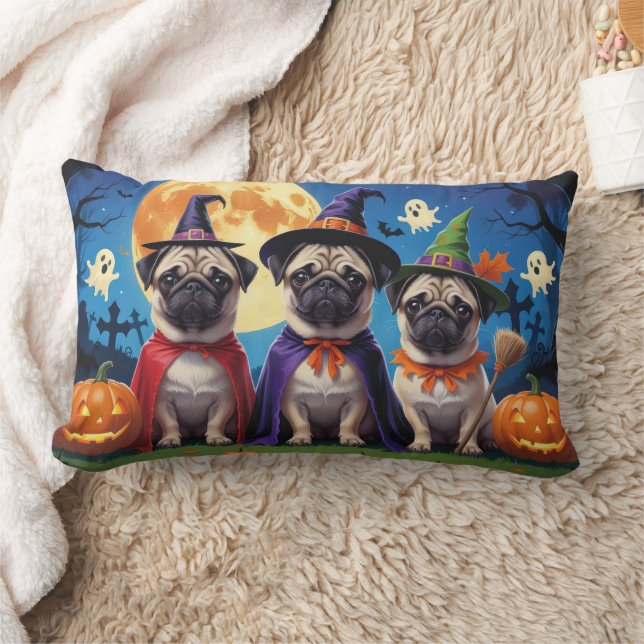 Pug Dog Pumpkin Halloween Grappig Kussen (Deken)