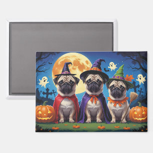 Pug Dog Pumpkin Halloween Grappig Magneet