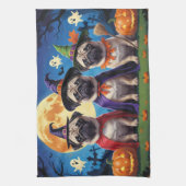 Pug Dog Pumpkin Halloween Grappig Theedoek (Verticaal)