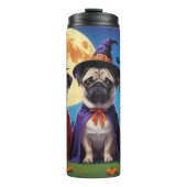 Pug Dog Pumpkin Halloween Grappig Thermosbeker (Voorkant)