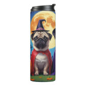 Pug Dog Pumpkin Halloween Grappig Thermosbeker (Gedraaid links)