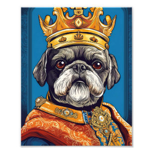 Pug Dog Queen Foto Afdruk