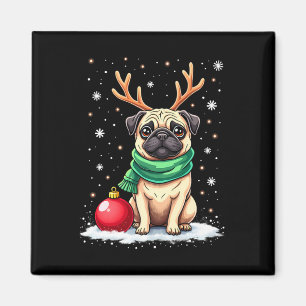Pug Dog Rendier Xmas Hondenliefhebber Funny Family Magneet