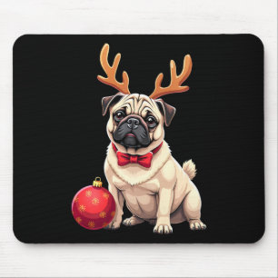 Pug Dog Rendier Xmas Hondenliefhebber Funny Family Muismat