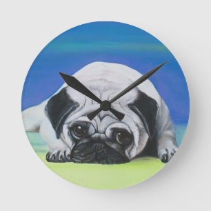 Pug Dog Ronde Klok
