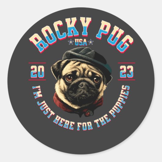 Pug Dog Ronde Sticker (Voorkant)