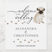 PUG Dog Schattigee bruiloft Wijn Etiket (Enkel label)