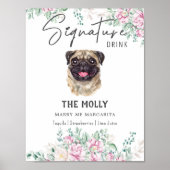 Pug Dog Signature Drink Teken Poster (Voorkant)