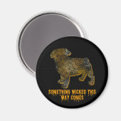 Pug Dog Silhouette Fun Halloween Magnet Magneet (Voorkant / Achterkant)