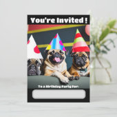 Pug Dog Speciale uitnodiging (Staand voorkant)
