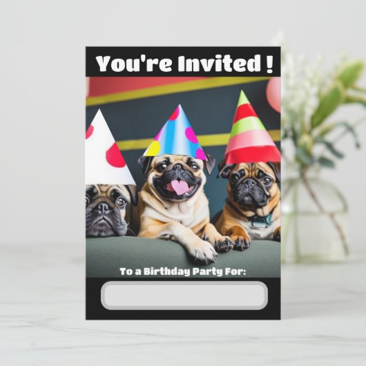 Pug Dog Speciale uitnodiging (Staand voorkant)