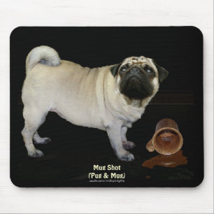 Pug Dog & Spilling Mok Pet-liefhebbers Mousepad Muismat