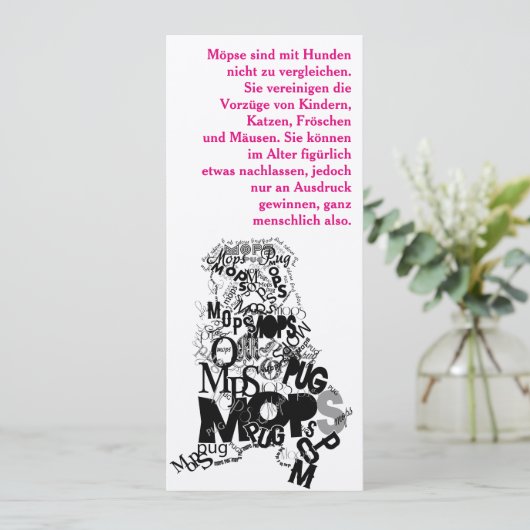 Pug Dog Uitnodigingen (Staand voorkant)